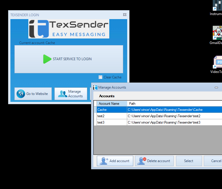 Add and manage multiple Telegram accounts in TexSender